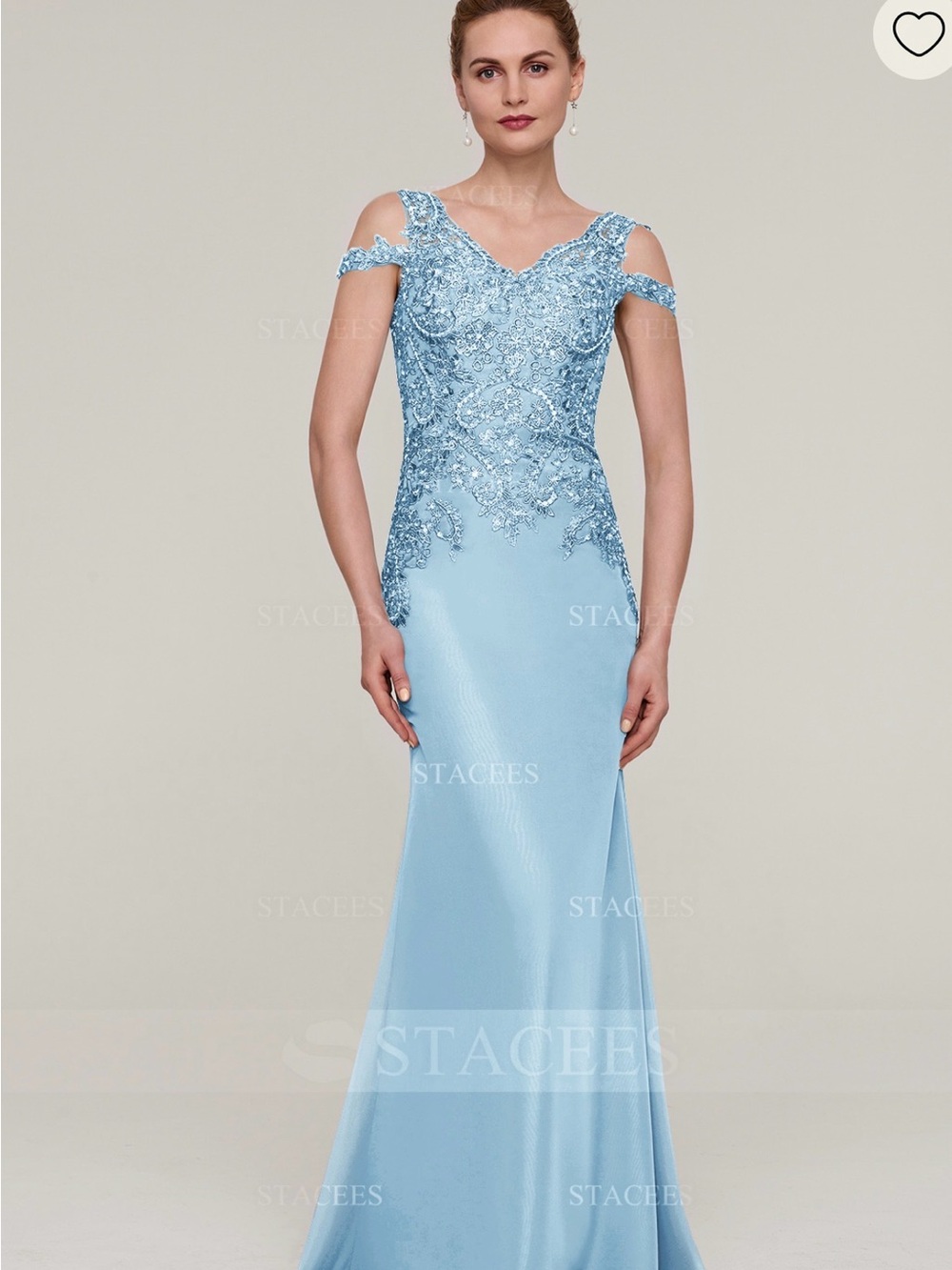 Elegeant Embellished Maxi Dress in Light Blue- New with Tags